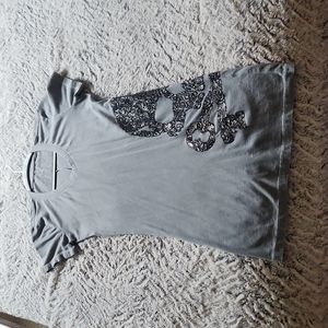 Affliction floral skull shirt